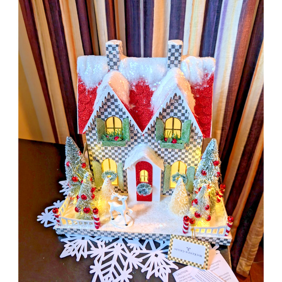 MacKenzie Childs Courtly Check Lighted Holiday House Large 12.5" Retired - Picture 3 of 3